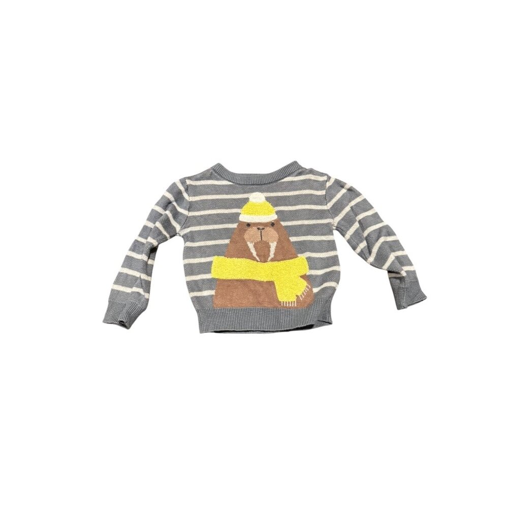 Play by Little Sleepies Sweater 3-6m Gray Striped Knit Walrus